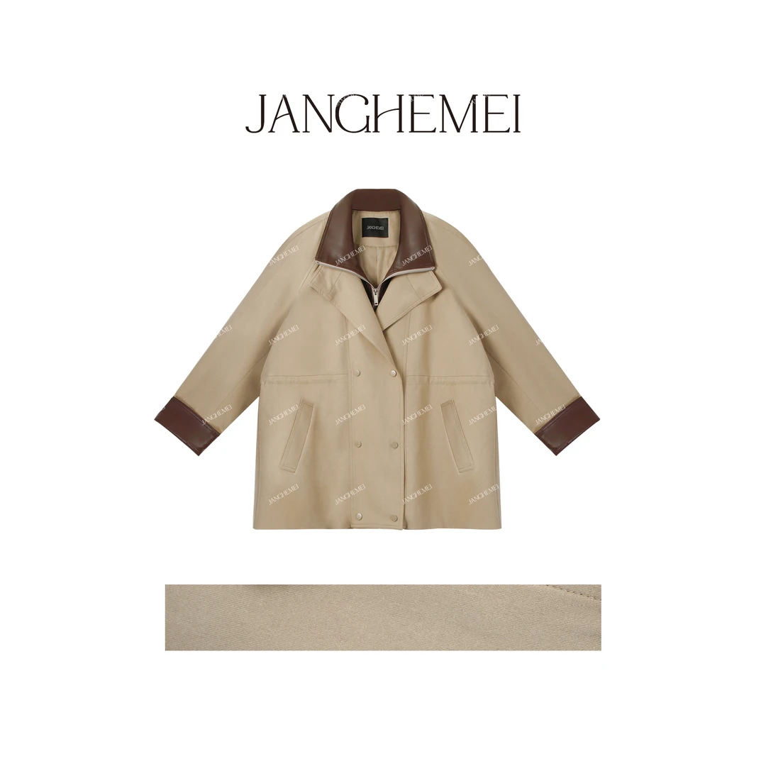 JANGHEMEI【沙丘】高级感宽松简约翻领风衣百搭休闲外套F25010M43