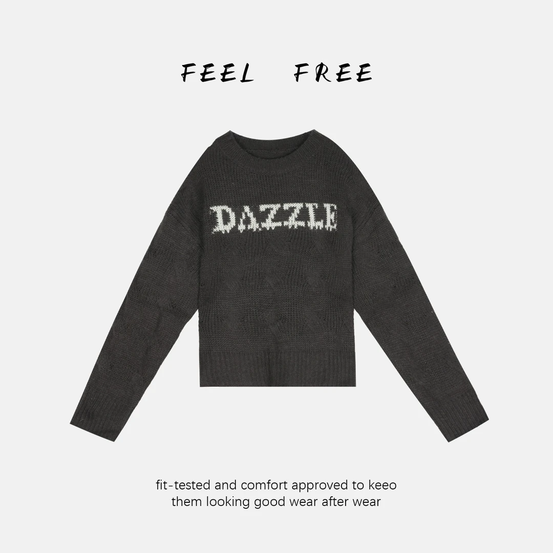 FEEL FREE-灰色字母毛衣 2025新款NEW