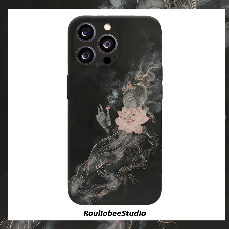 BANCA佛像清新莲适用苹果17/16promax菲林手机壳华为vivo小米oppo