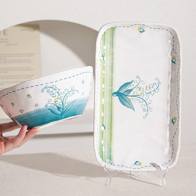 直播间专属链接：风铃花8英寸汤碗1个+12英寸鱼盘1个家用陶瓷