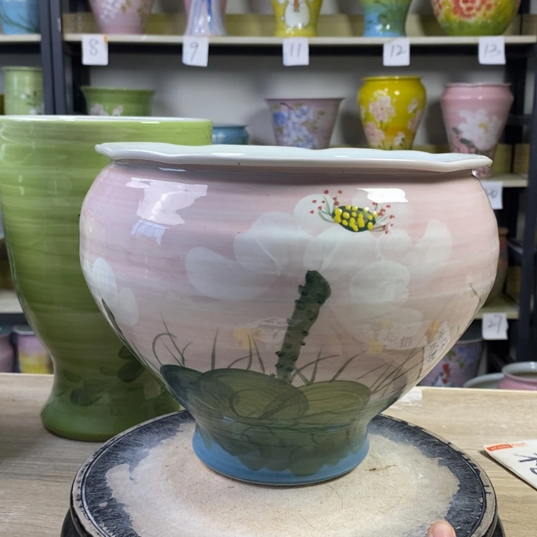 景德镇手工手绘陶瓷花盆