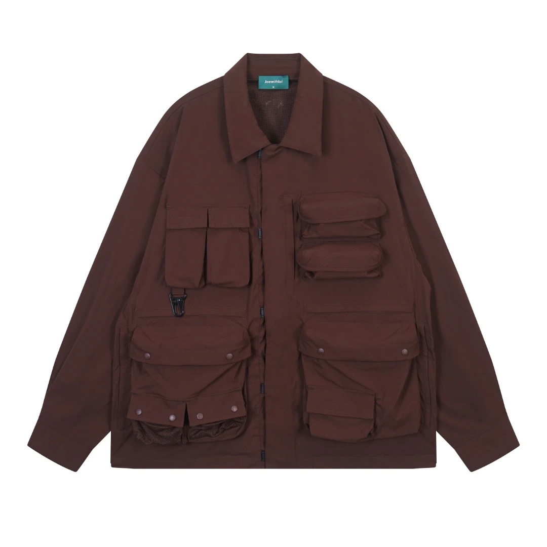 城市旅行休闲工装多口袋设计休闲外套9525咖