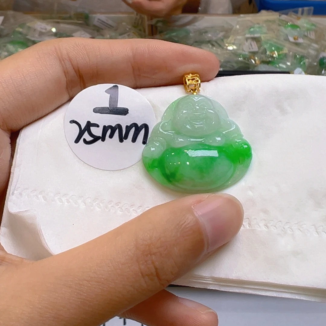 吊坠(不含链)18K金镶嵌翡翠