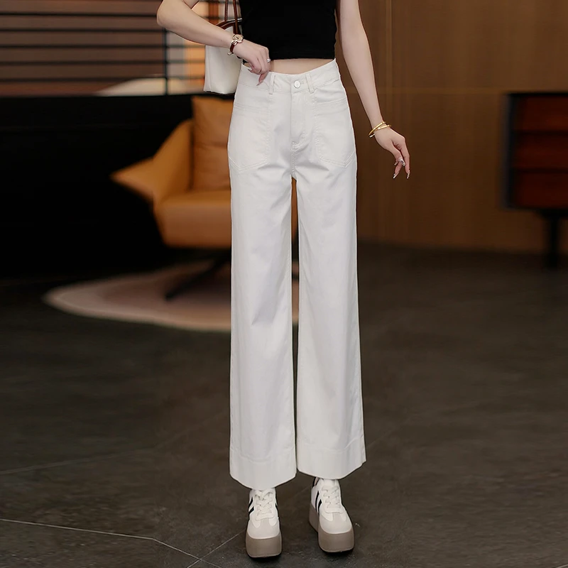 天丝九分直筒裤女夏季2025新款时尚高腰宽松垂感小个子休闲阔腿裤