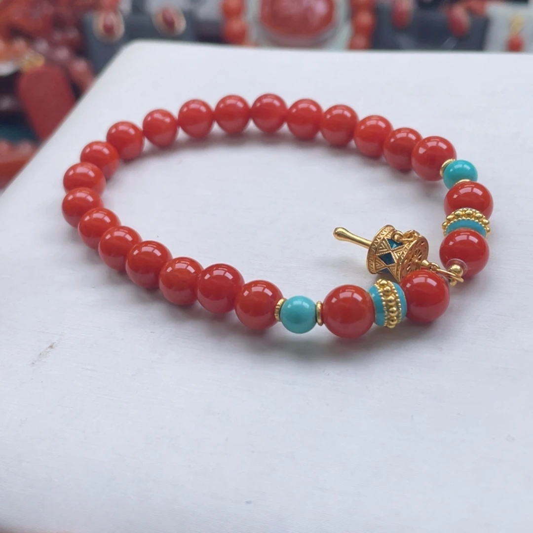 南红玛瑙银S925镶嵌开播福利川料南红满肉dly单圈7mm