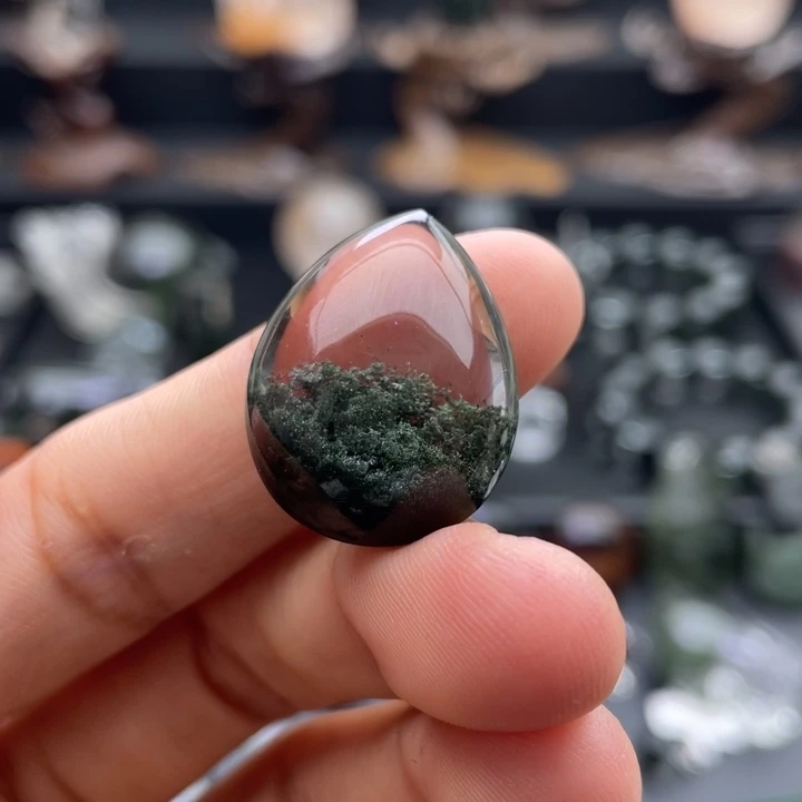 颈饰未镶嵌水晶绿幽灵聚宝盆水滴定制