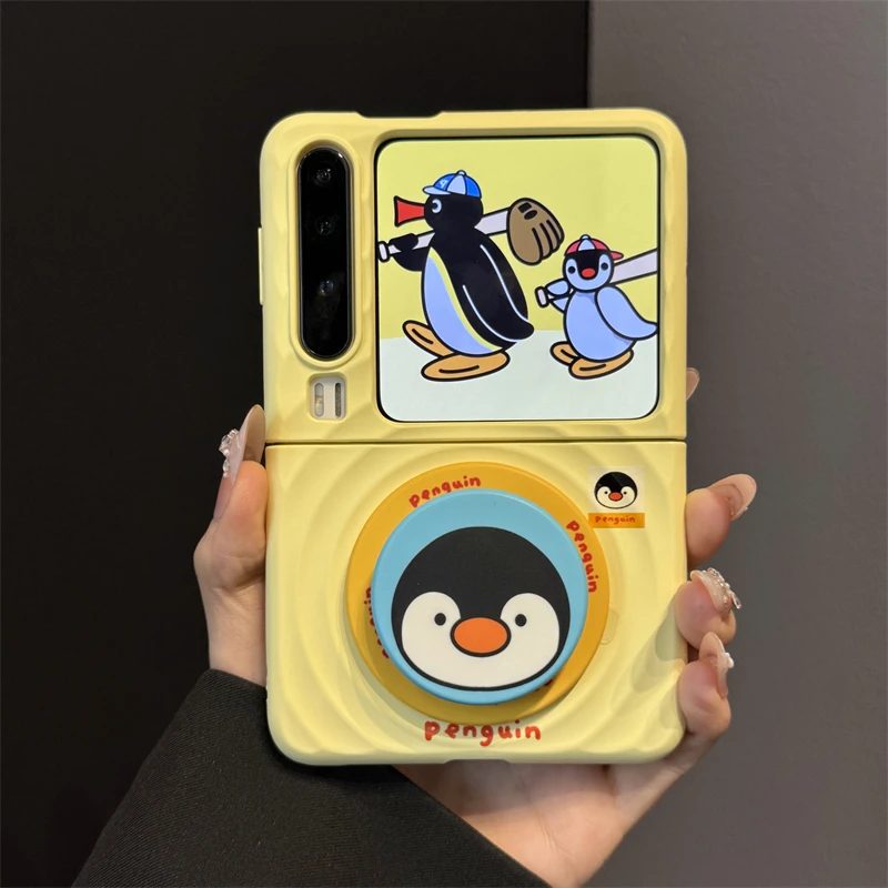 适用华为purax典藏版折叠屏手机壳pocket2企鹅企鹅吉利猫磁吸支架