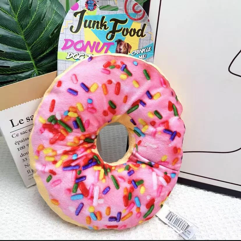 宠物狗狗猫咪毛绒响纸发声啃咬甜甜圈玩具