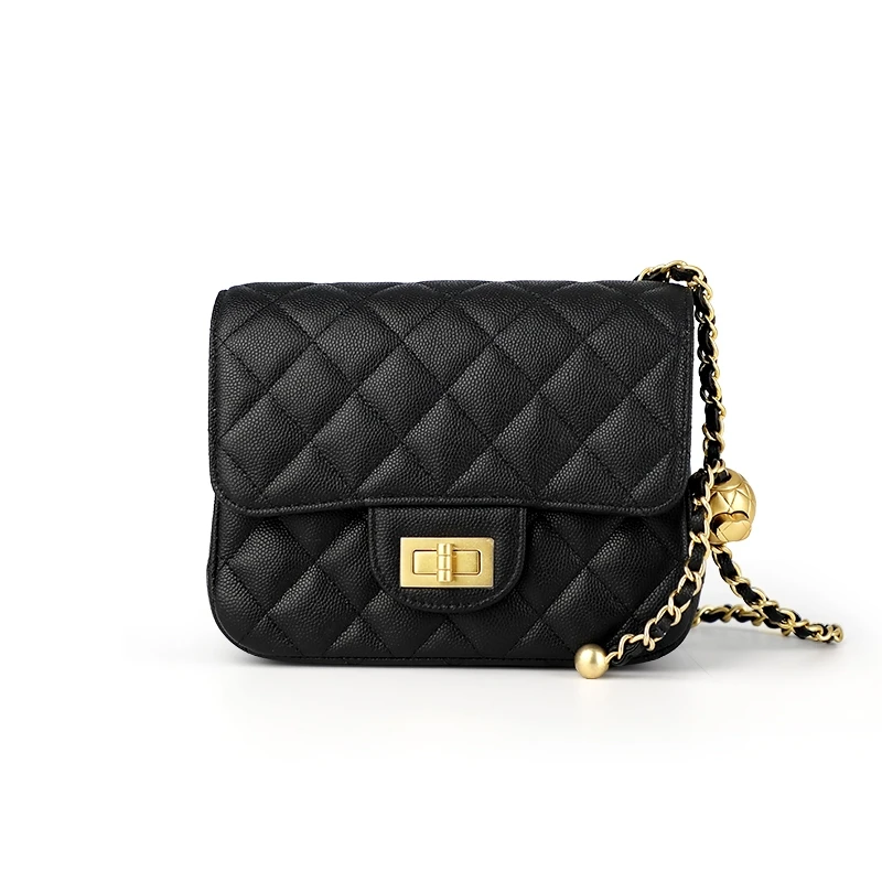 女士时尚小香风经典小金球方胖子菱格链条包23211