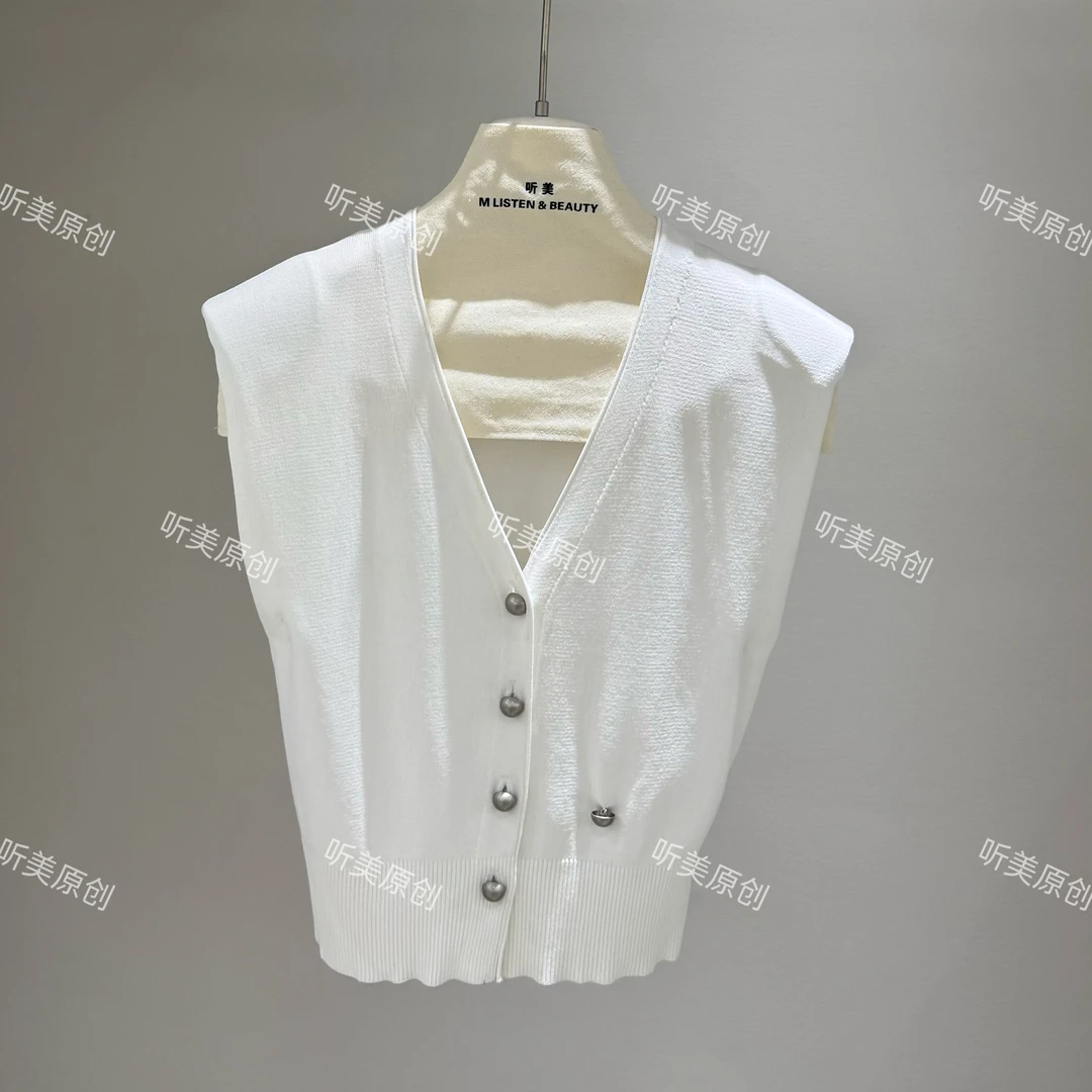【媚儿】V领针织无袖坎肩
