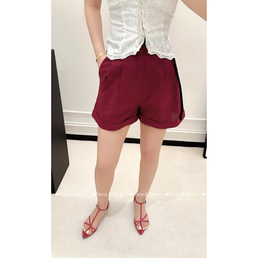 2025夏季新款简约通勤高腰显瘦百搭休闲短裤女宽松阔腿气质休闲裤