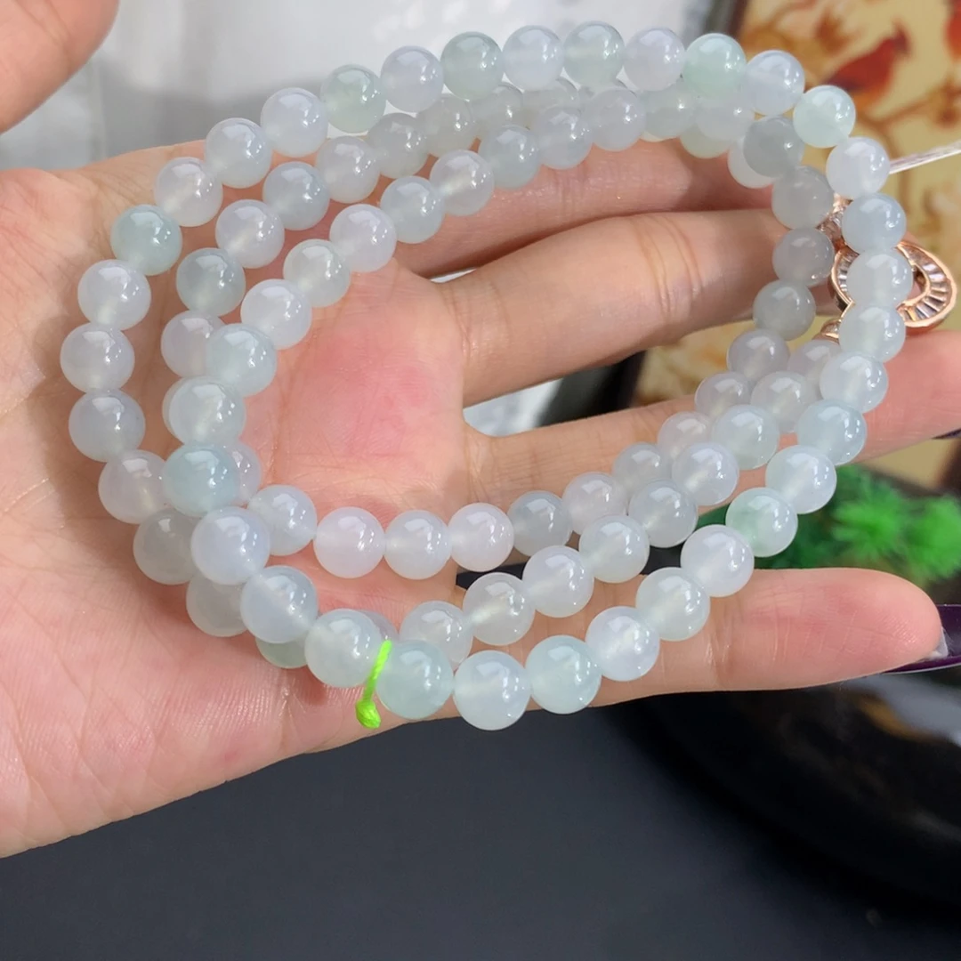 翡翠未镶嵌手串卡7冰胶马卡龙项链