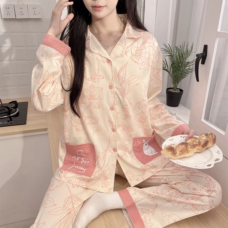 【买一送一】纯棉带胸垫四季薄款长袖产后喂奶月子服宽松孕妇哺乳衣