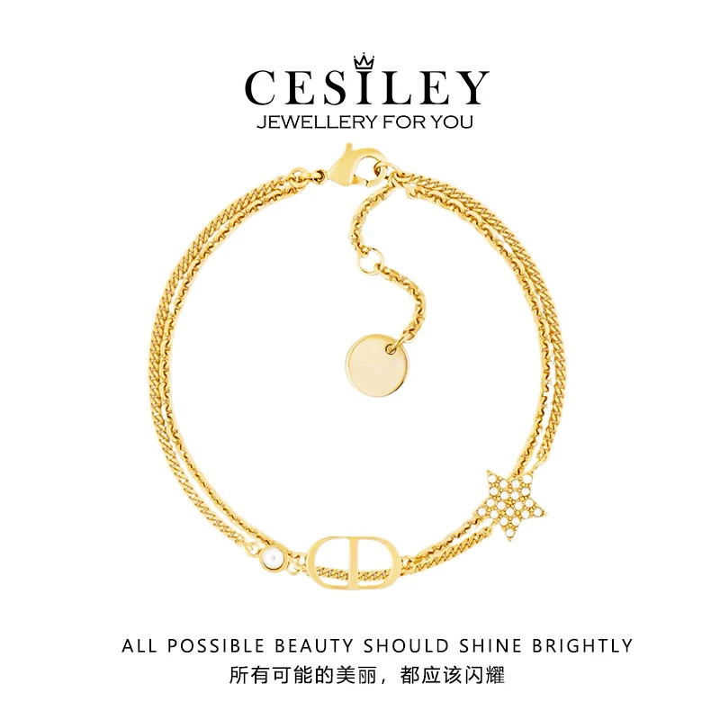 铜合金手链 双层D星星手链DTD5003