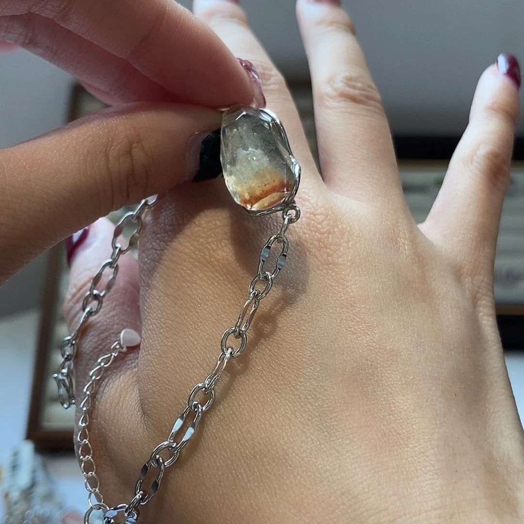 水晶戒指银S925镶嵌夹**?幽灵手链