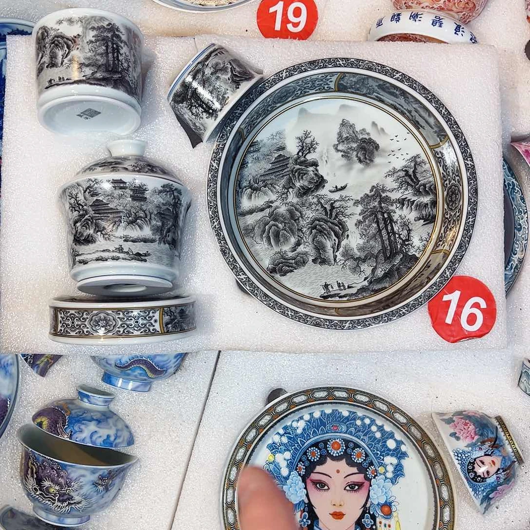镇***青墨彩春山图五件套