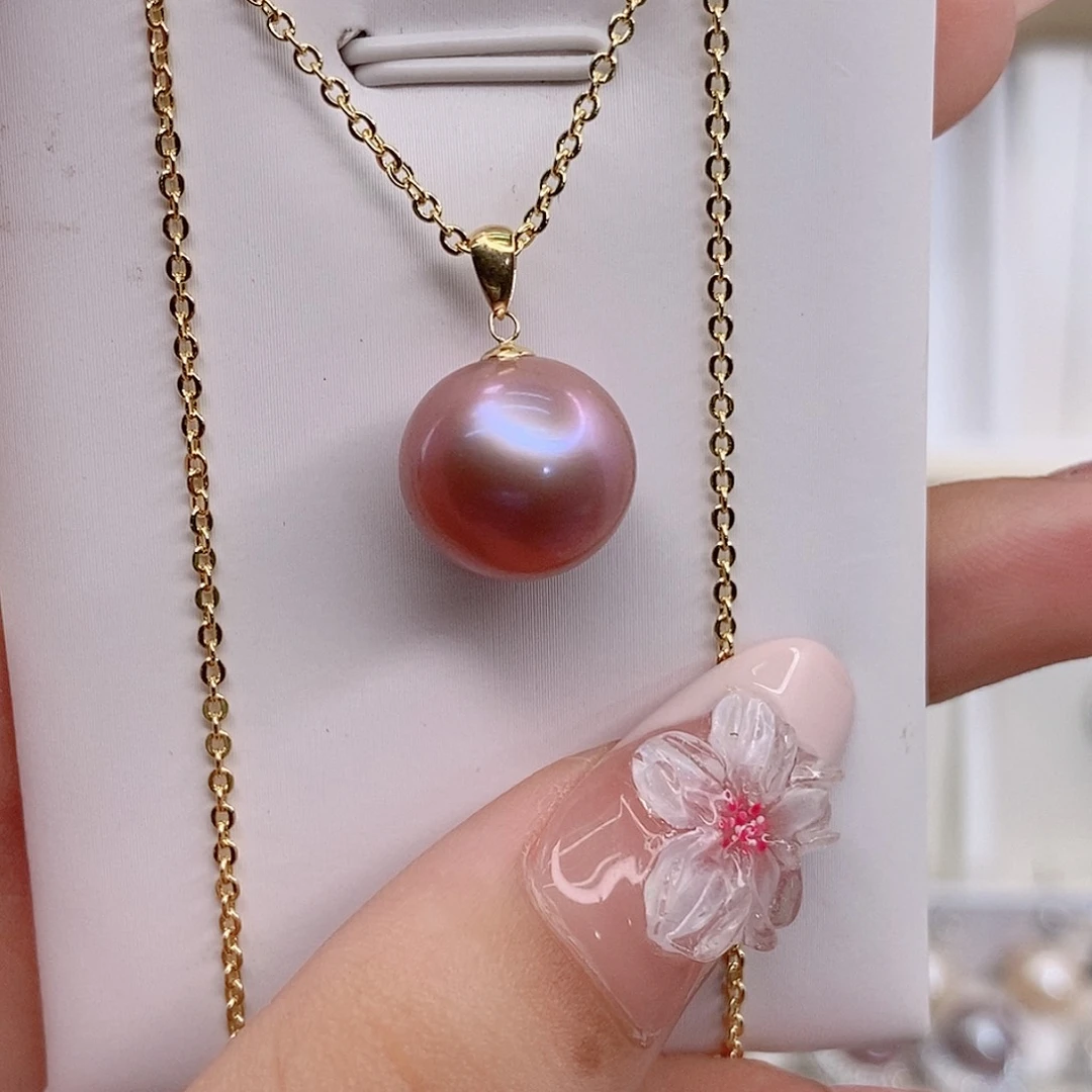 阿***困淡水珍珠18K金镶嵌颈饰