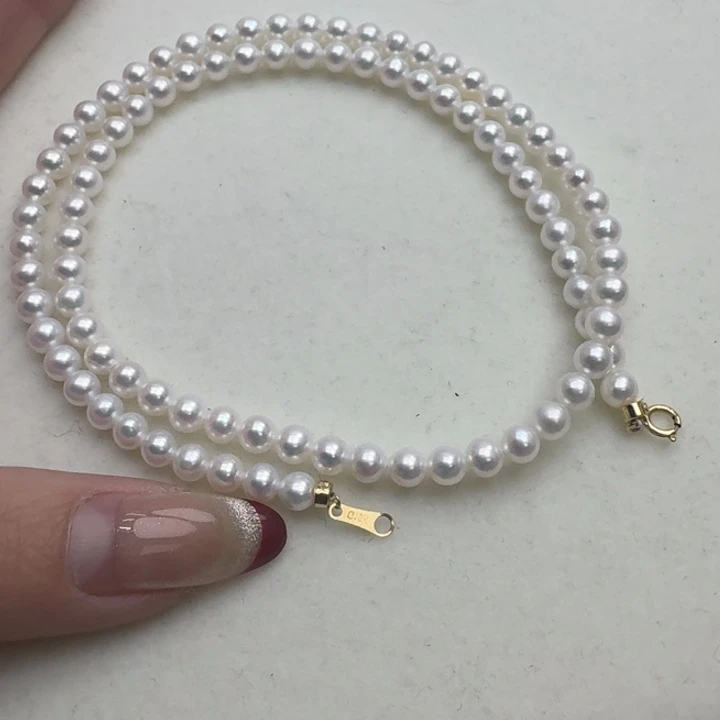 淡水珍珠颈饰18K金镶嵌