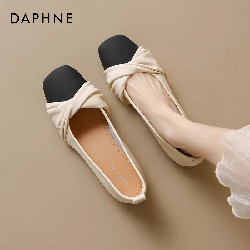 达芙妮浅口单鞋女2025夏季新款温柔玛丽珍法式一脚蹬晚晚芭蕾鞋子