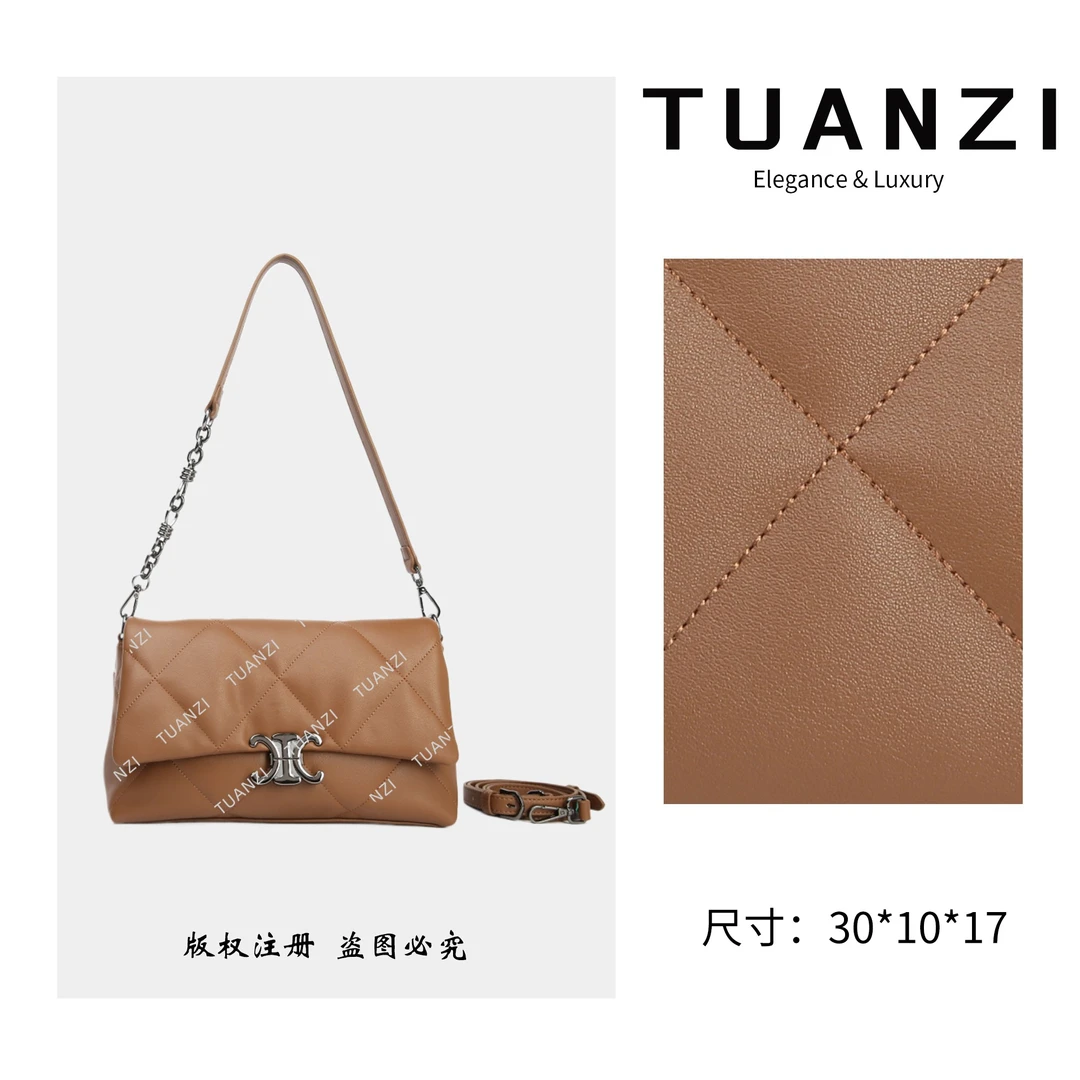 TAUNZI『凯旋』赛家秋冬新款30cm单肩腋下包 BF-66605-卡其色