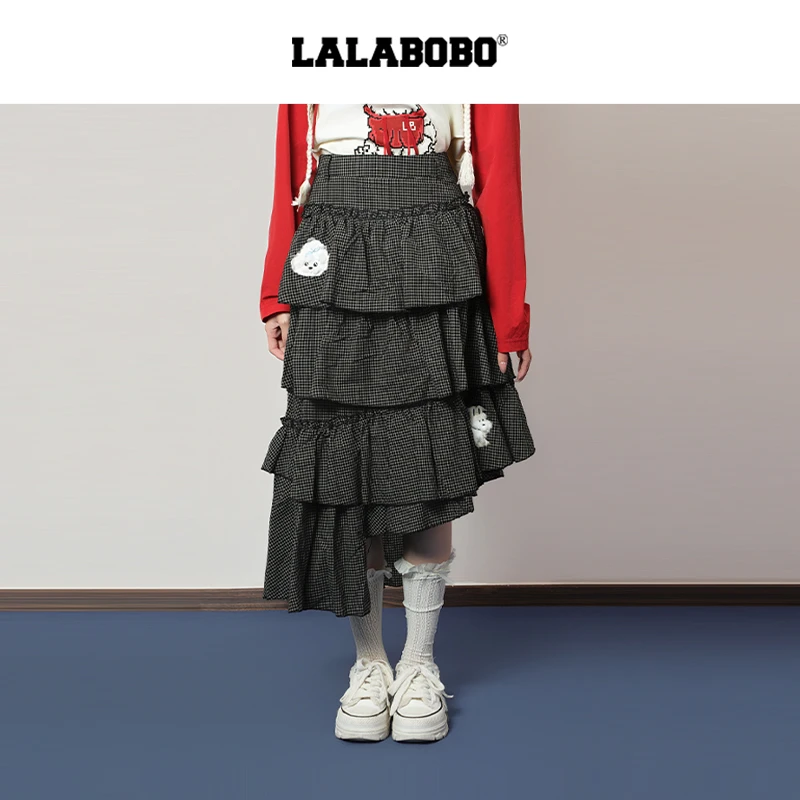 金源LALABOBO网纱半裙25年秋新原创复古荷叶边裙子LBEC-WXZQ14