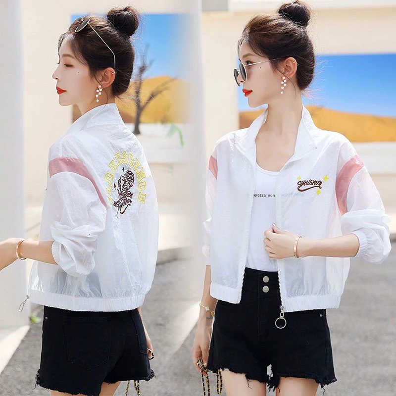防晒衣女款2025新款夏季轻薄款气质开衫小外套夏天短款印花防晒服