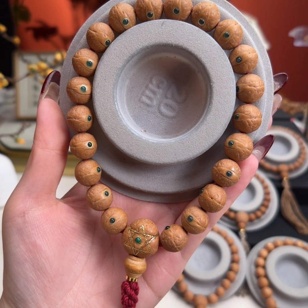 凤眼菩提手串幸**我12.5mm铁籽单圈绿玛n新籽