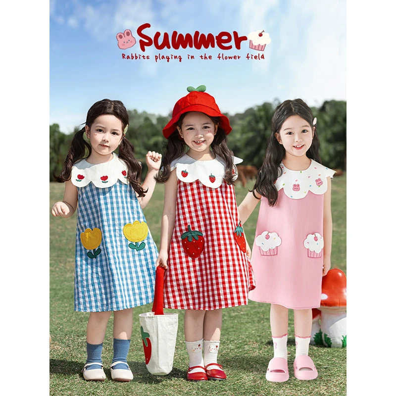 YOEHYAUL/幼悠夏肆波【夏日甜心】女童夏季洋气格子裙原创童装X5028