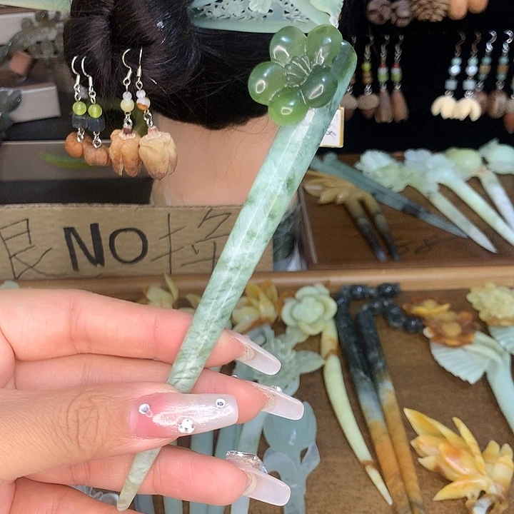 蛇纹石玉合金发饰