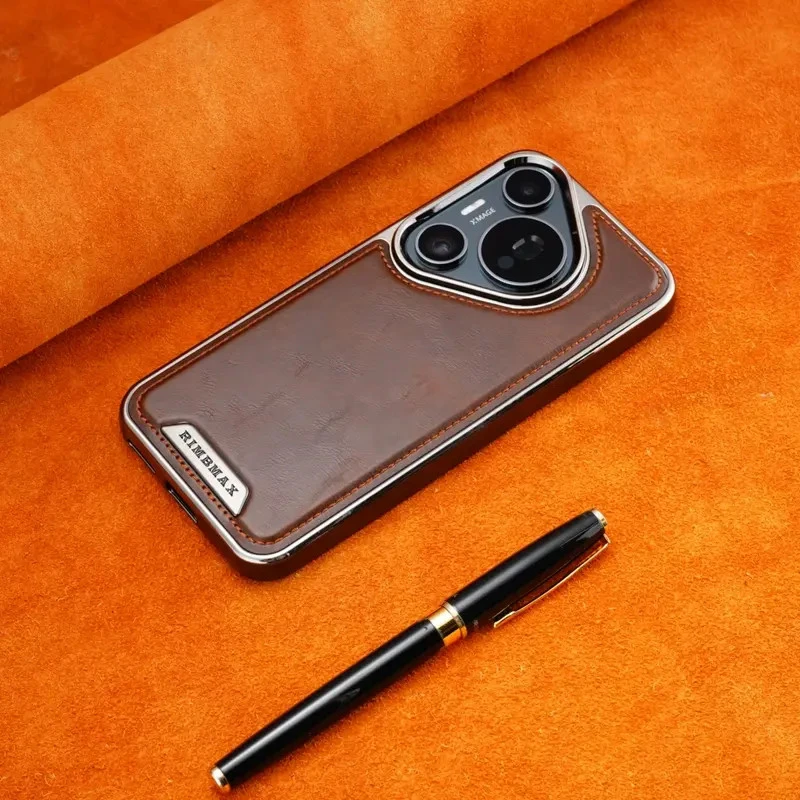 高端大气适用于华为Pura70Pro 皮质磁吸手机壳商务皮套Pura70防摔