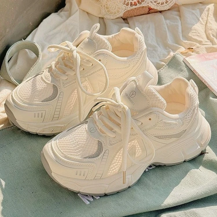 老爹鞋女2025夏季新款透气小白鞋chic百搭网面鞋轻便跑步运动鞋子