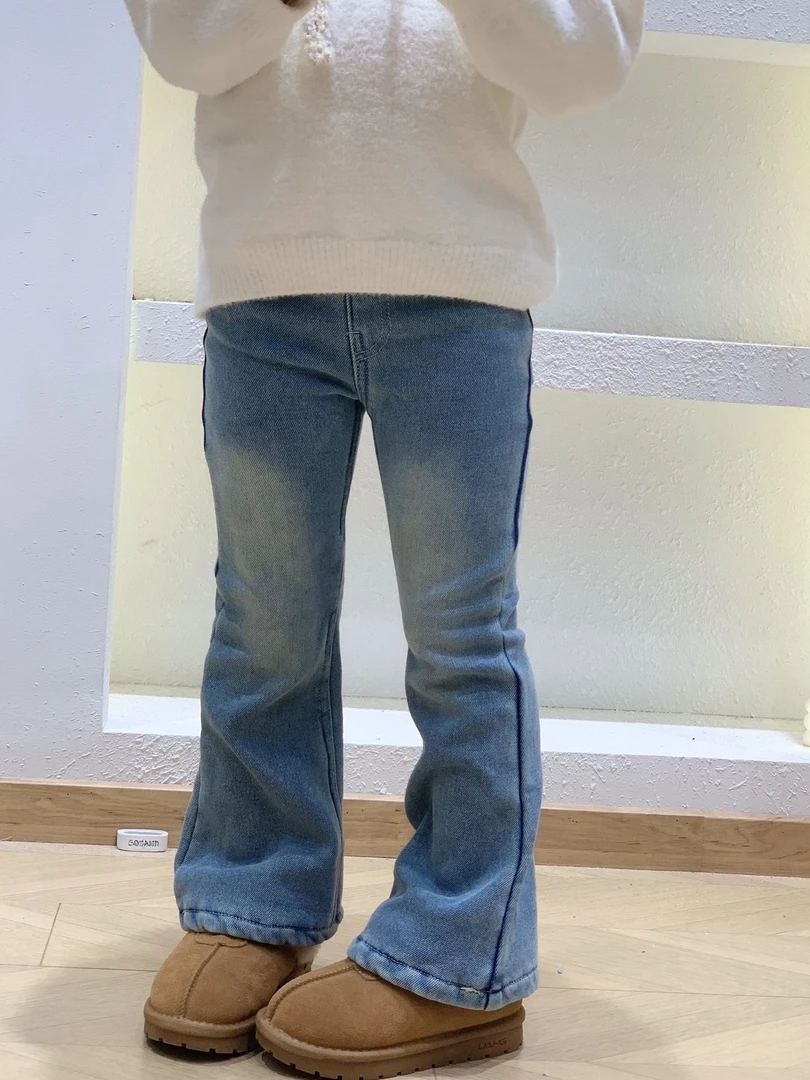 【冬】女童加绒牛仔裤洋气女童加绒冬款裤子2025冬款儿童牛仔裤百搭