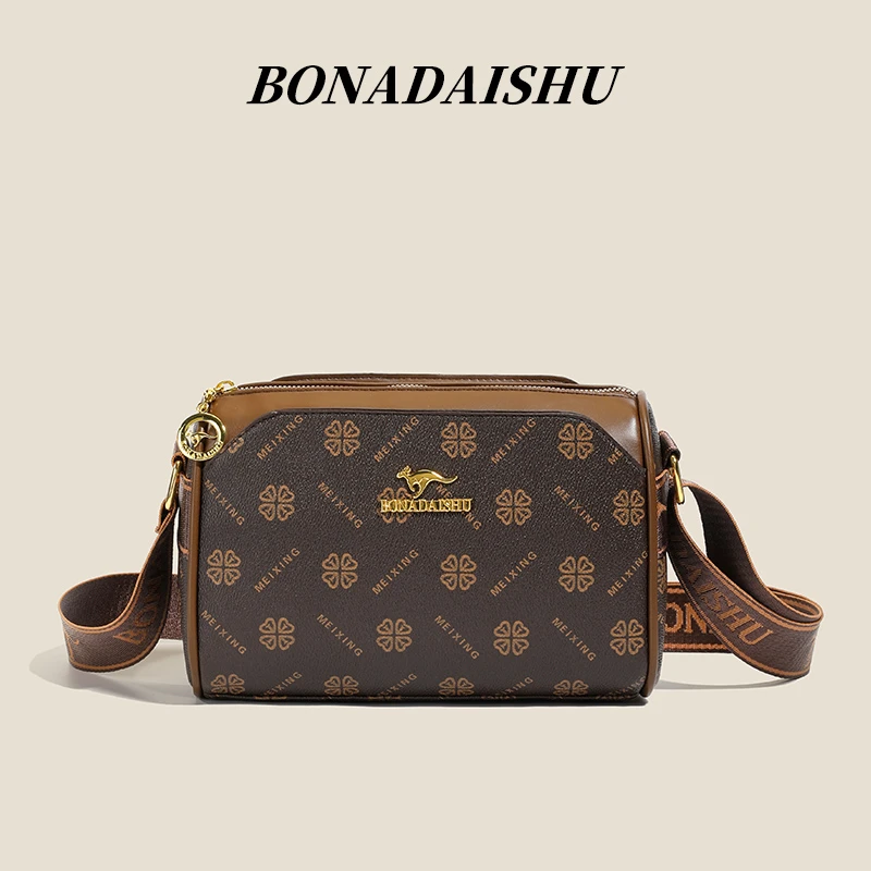 2025女士真皮肩包时尚百搭印花轻奢夏季复古小众潮流经典单肩斜挎