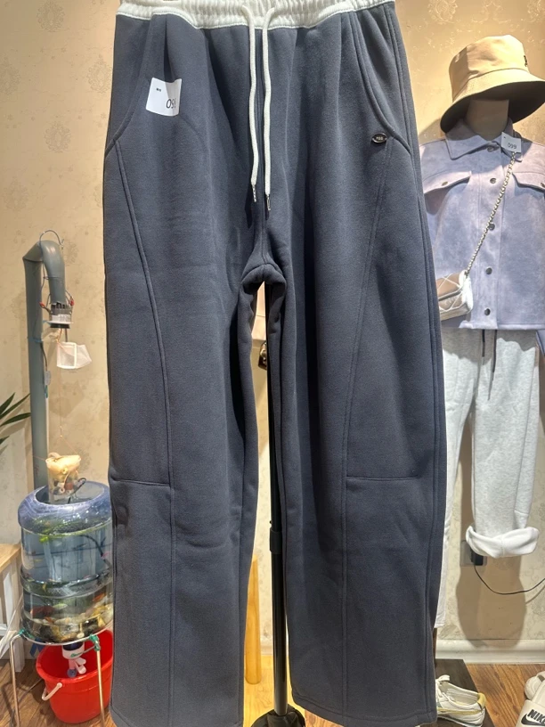 微弹力长裤透气冬季中腰休闲裤运动针织加绒保暖女士加厚户外