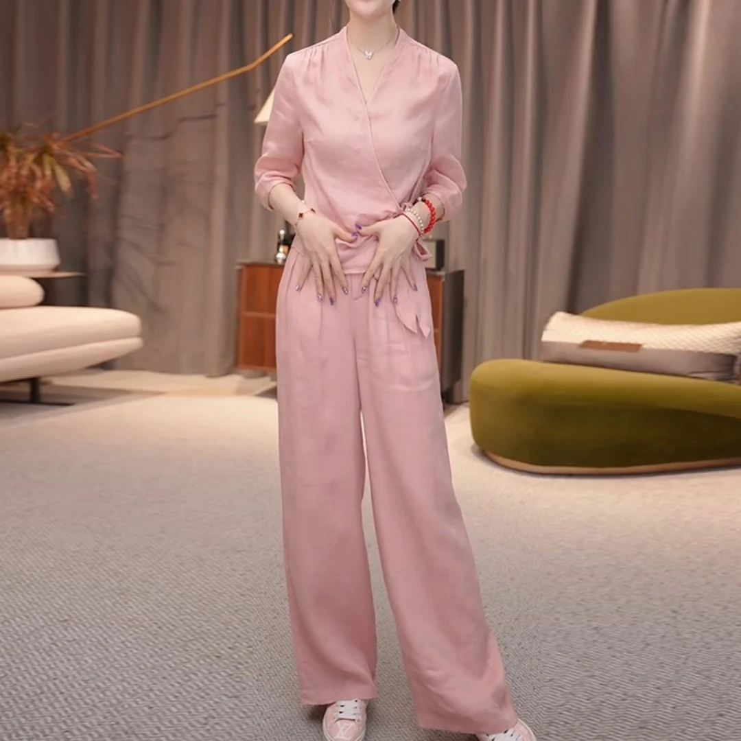 2025新款欧洲站阔腿套装女两件套时尚气质休闲运动阔腿裤女套装女