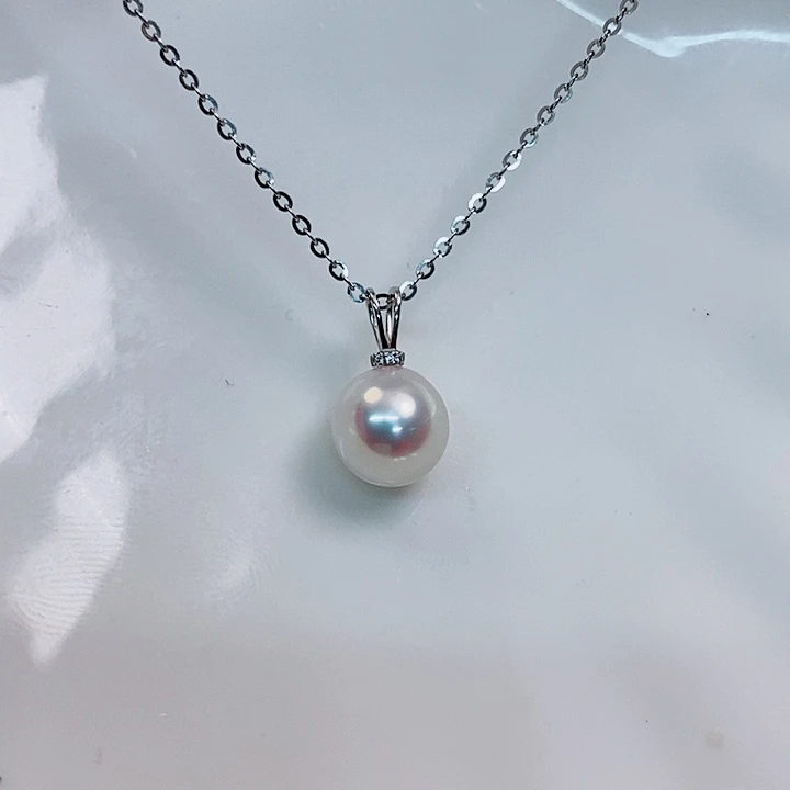 海水珍珠吊坠(赠链)18K金镶嵌8.5-9