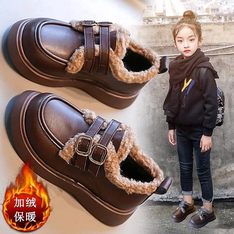 ABC女童棉鞋加棉公主鞋2025秋冬季保暖豆豆鞋加厚软底小女孩皮靴