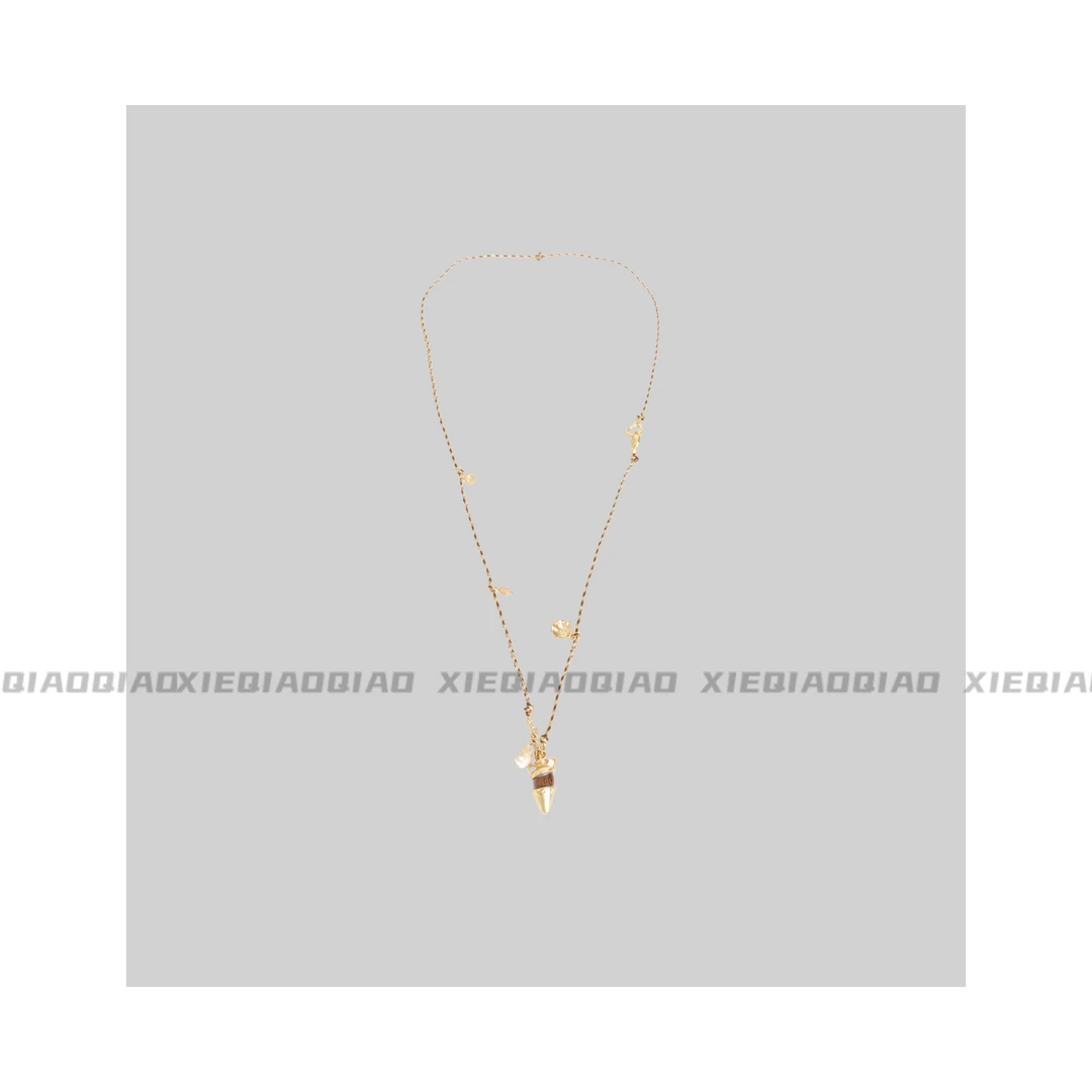 铜合金项链 谢荞荞「陶罐项链」民族风吊坠长款木珠陶罐编绳项链