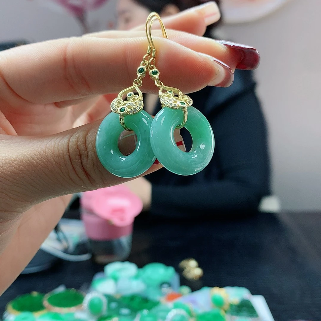 【闪购商品】翡翠耳饰银S925镶嵌，