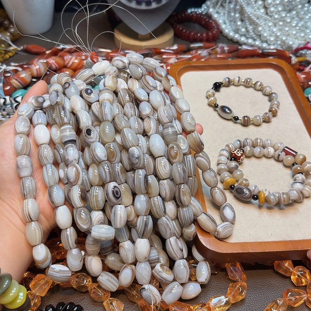 玛瑙/玉髓合金珠宝半成品12✖️16mm千层枣珠板眼一条