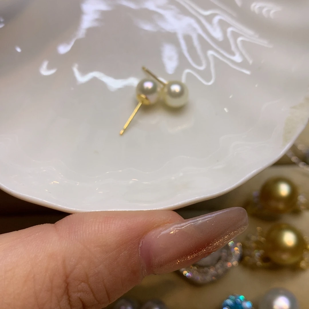 银S925镶嵌耳饰海水珍珠