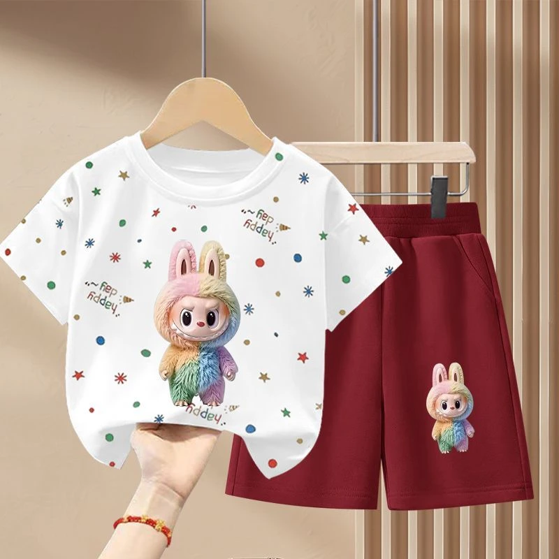 拉布布儿童衣服2025新款女童夏套装薄款女宝短裤纯棉两件套洋气潮