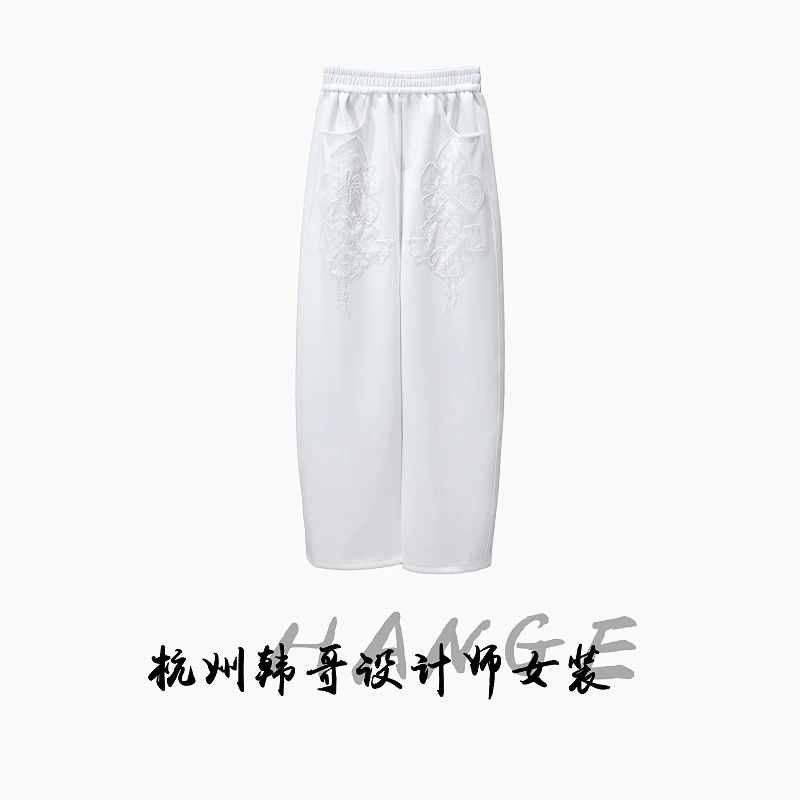 【韩哥女装】2025秋冬新品象牙白钉珠时尚休闲镰刀阔腿裤8979-P1