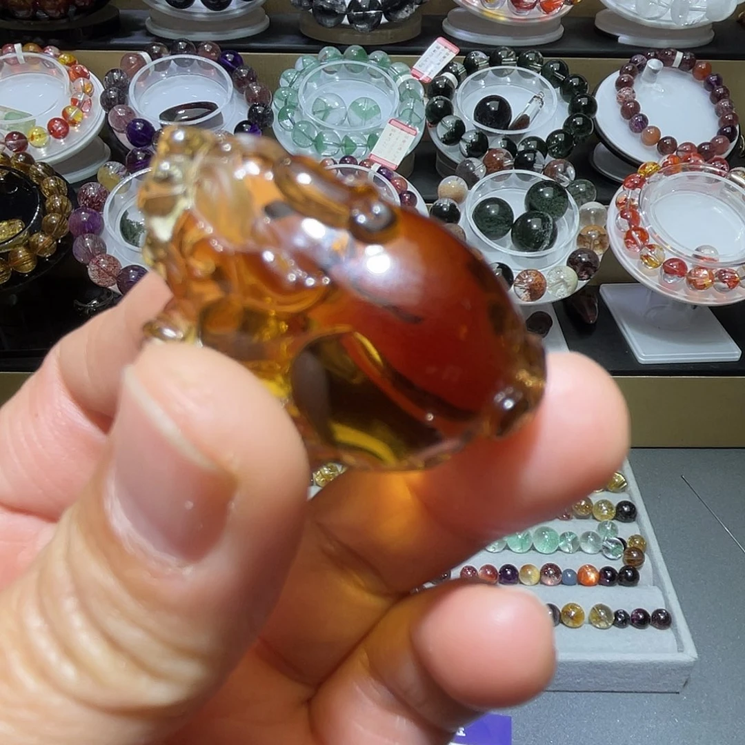 水晶未镶嵌吊坠(赠链)黄水晶貔貅吊坠