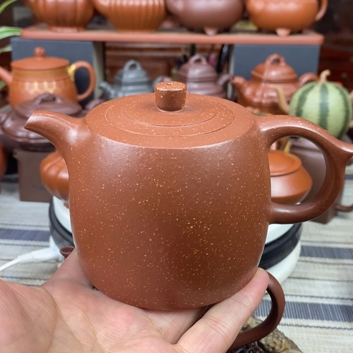 紫砂茶壶井栏350CC原矿粗砂宝山红降坡泥
