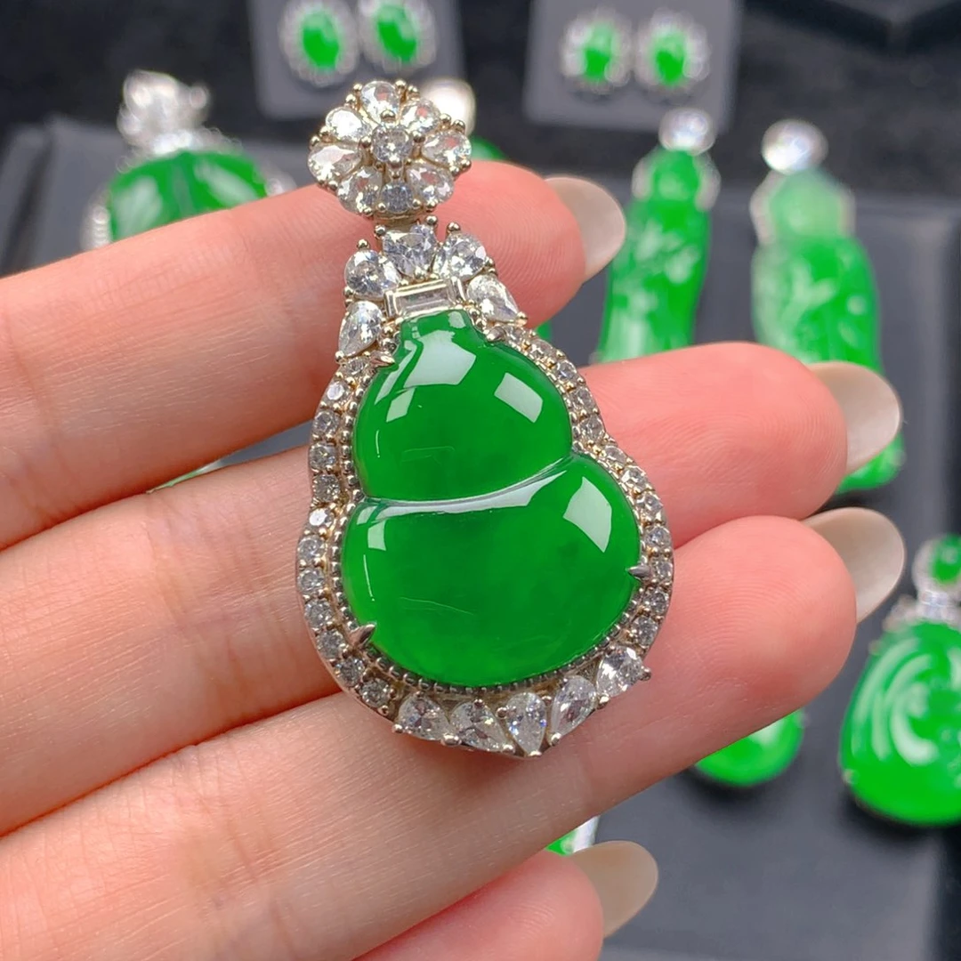 吊坠(不含链)银S925镶嵌翡翠