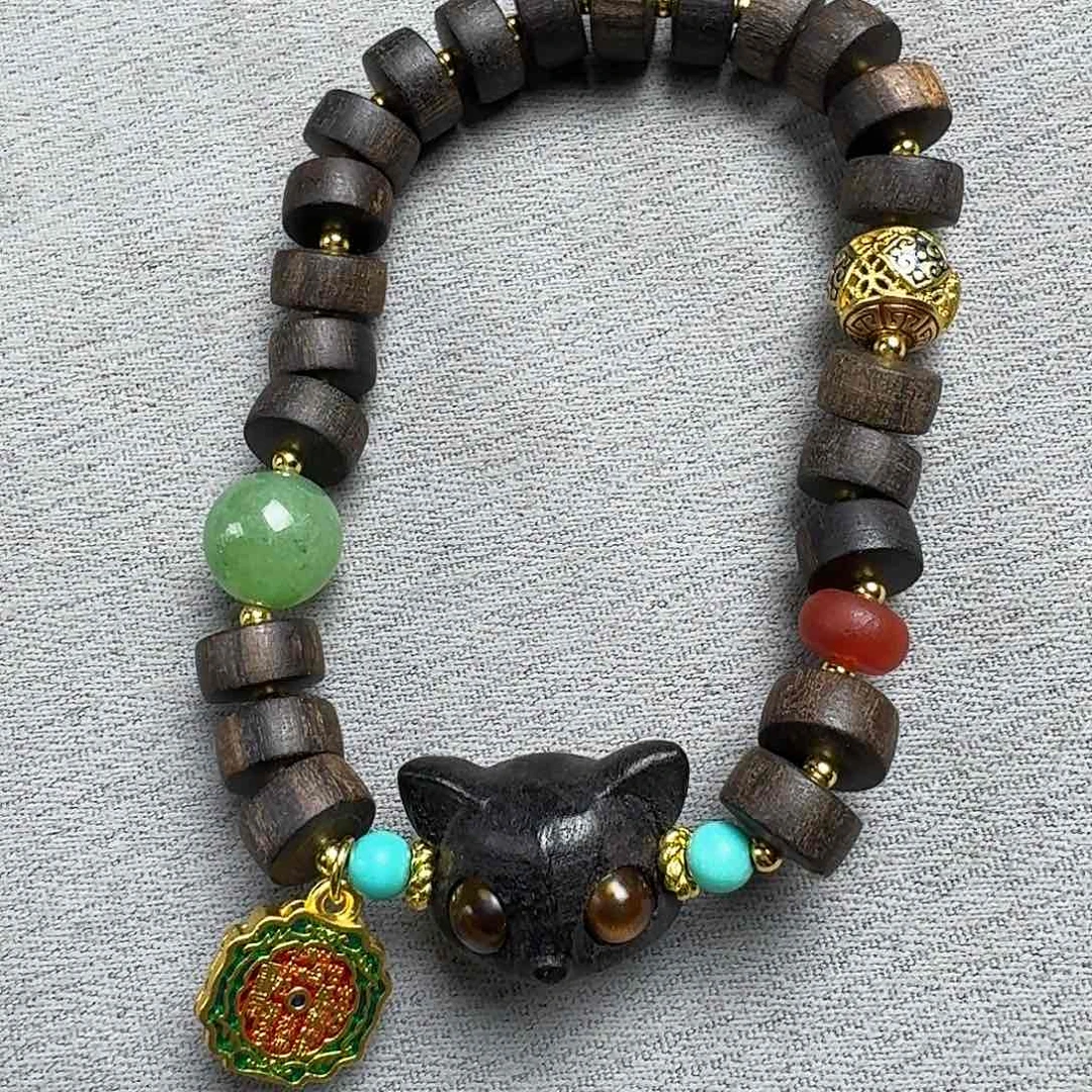 沉香香囊沉香文莱厚片珠卡10搭配猫头鹰设计款发一