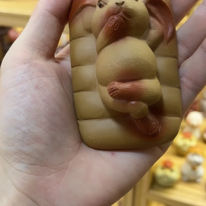 回***好紫砂茶宠紫砂躺平兔茶宠摆件