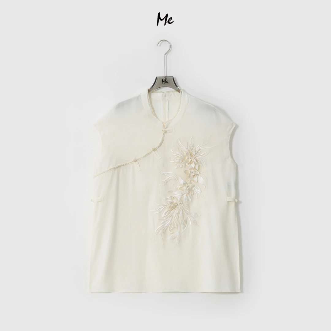 ME【玉兰旗袍】重工刺绣手缝贝珠显瘦舒适时尚百搭休闲上衣MESS6850