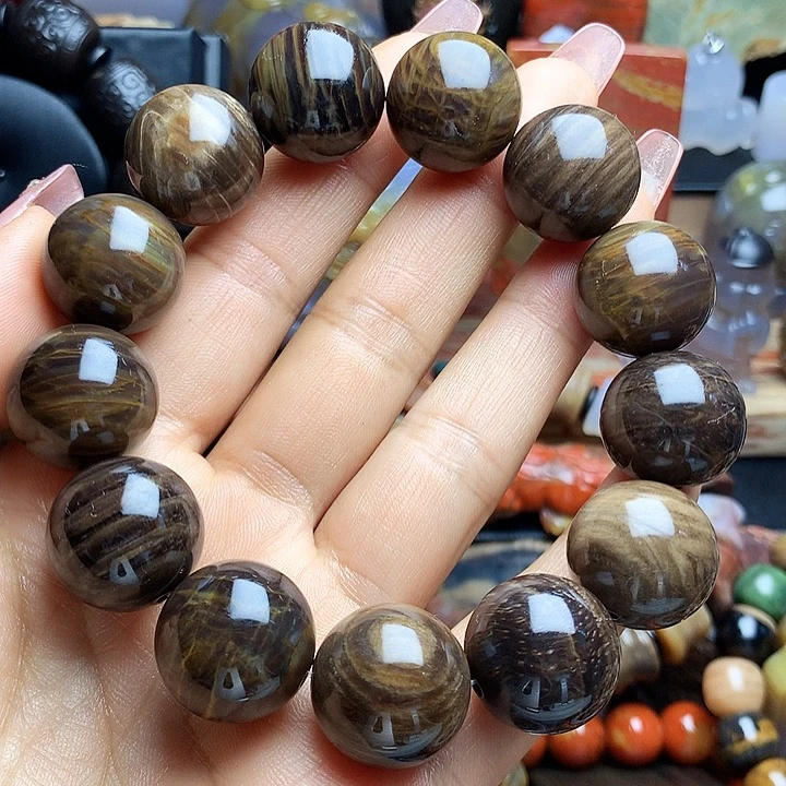 硅化玉未镶嵌手串木纹手串1.8m